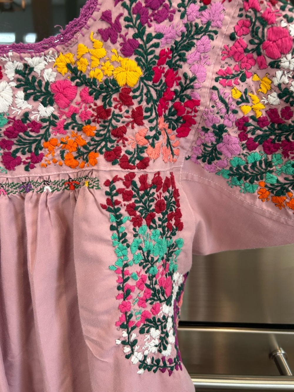 Mexican Hand-Embroidered San Antonio Oaxaca Midi Dress no size tag S? GUC - Picture 5 of 6